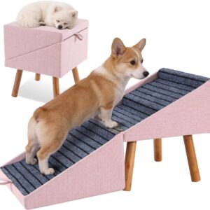 AUCT 11225 - $90 Dog ramp for Small Dogs, 2-in-1 Pet Steps & Ottoman - Fo