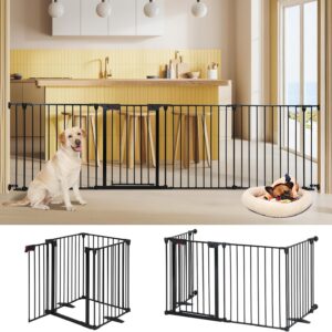 AUCT 11809 - $93 AGESISI Freestanding Dog Gates with Door Walk Through, E