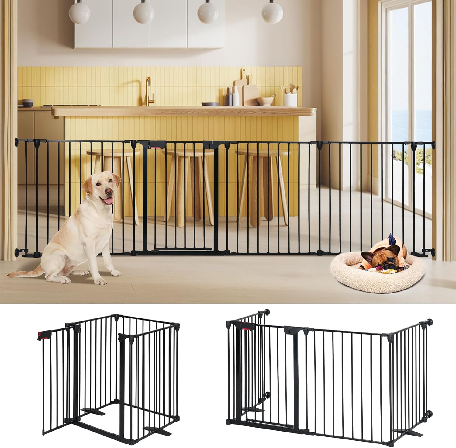 AUCT 11809 - $93 AGESISI Freestanding Dog Gates with Door Walk Through, E