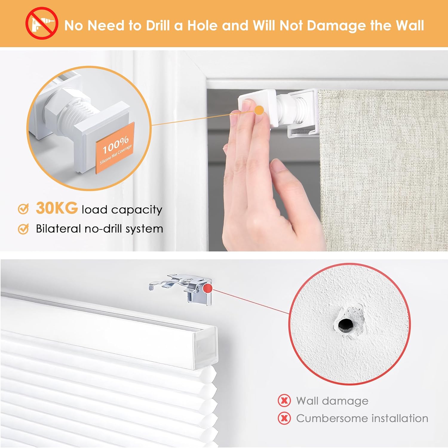 AUCT 11797 - LazBlinds No Tools No Drill Cordless Roman Shades for Window - Image 2