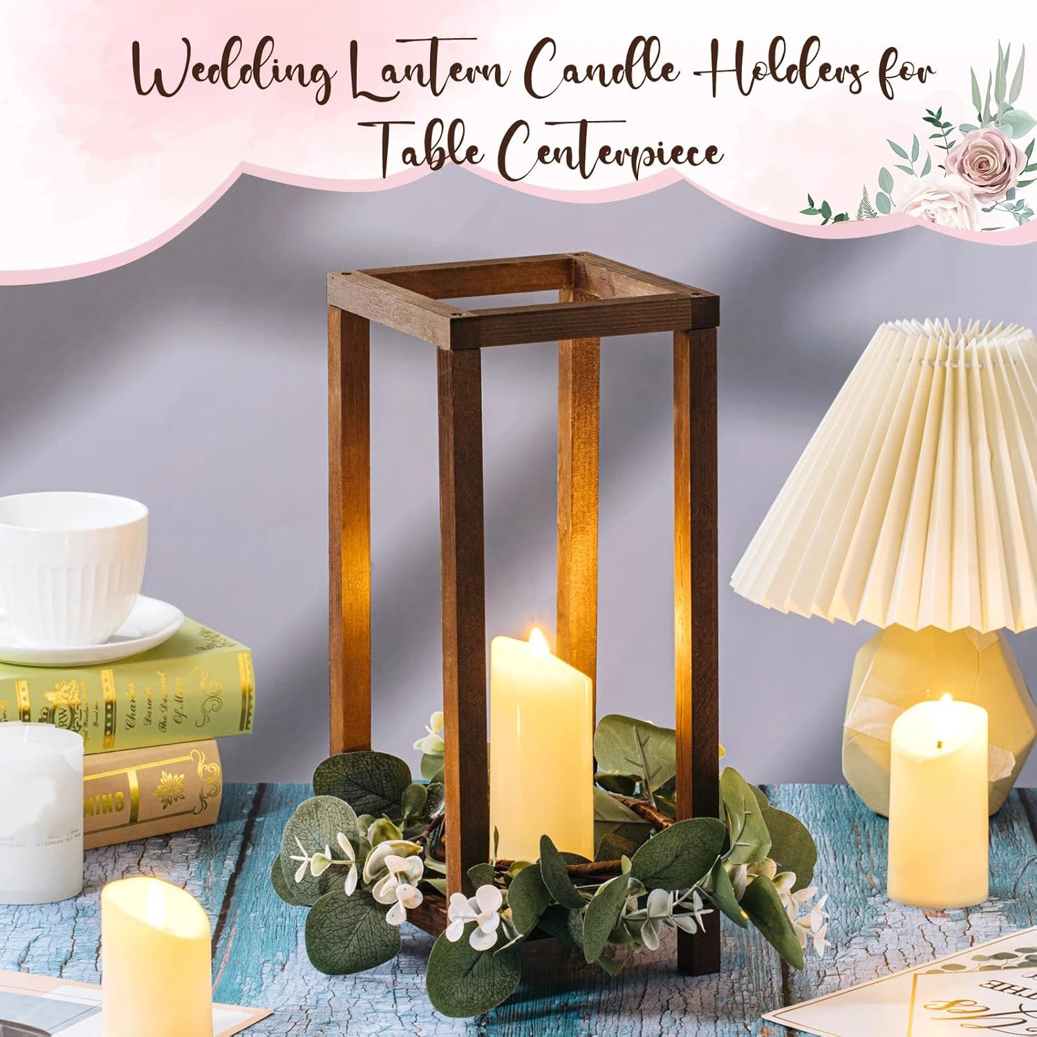 AUCT 11818 - $89 Geelin 12 Set Wooden Wedding Lantern Centerpiece Decor B - Image 4