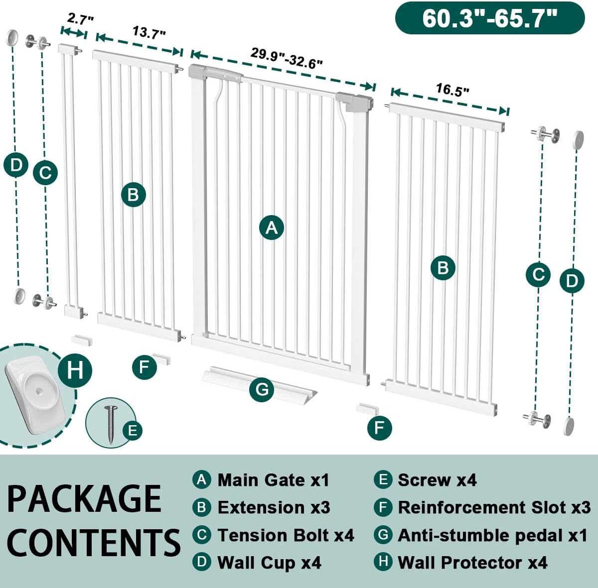 AUCT 11710 - $170 Fairy Baby 40.5" Extra Tall Pet Gate for Doorway, 60.3" - Image 2