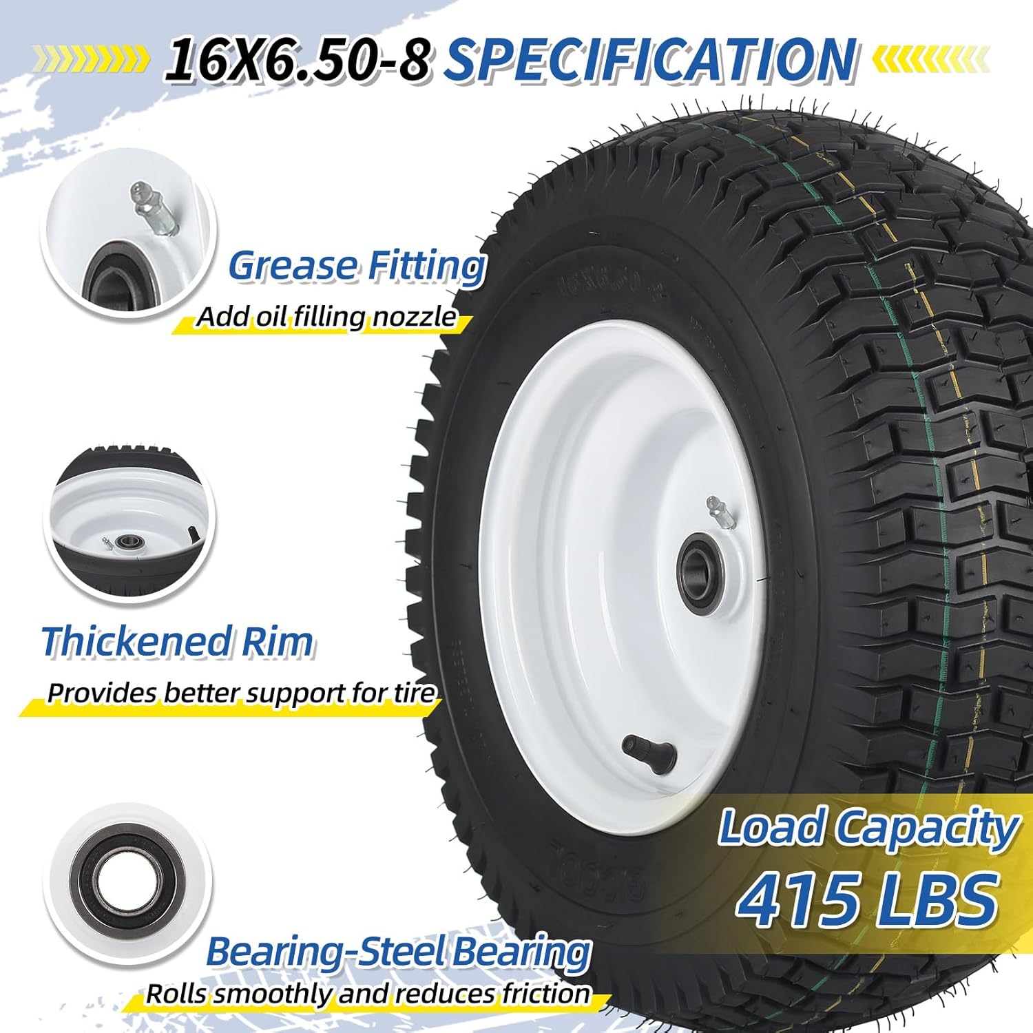 AUCT 11679 - $100 GICOOL 16x6.50-8 Tubeless Tire and Wheel, 16x6.5-8" Law - Image 4