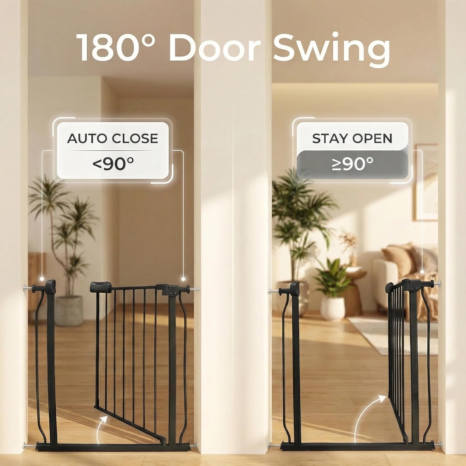 AUCT 11711 - $168 29-34 Inch Baby & Pet Gate - Black Metal, Pressure Moun - Image 3