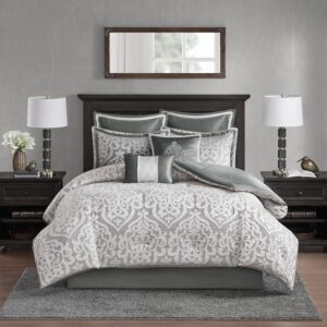 AUCT 11713 - $145 Madison Park Odette Cozy Comforter Set Jacquard Damask