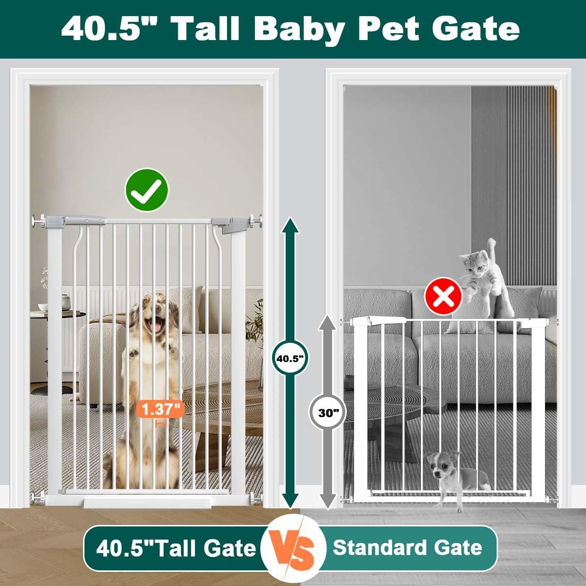 AUCT 11710 - $170 Fairy Baby 40.5" Extra Tall Pet Gate for Doorway, 60.3" - Image 3