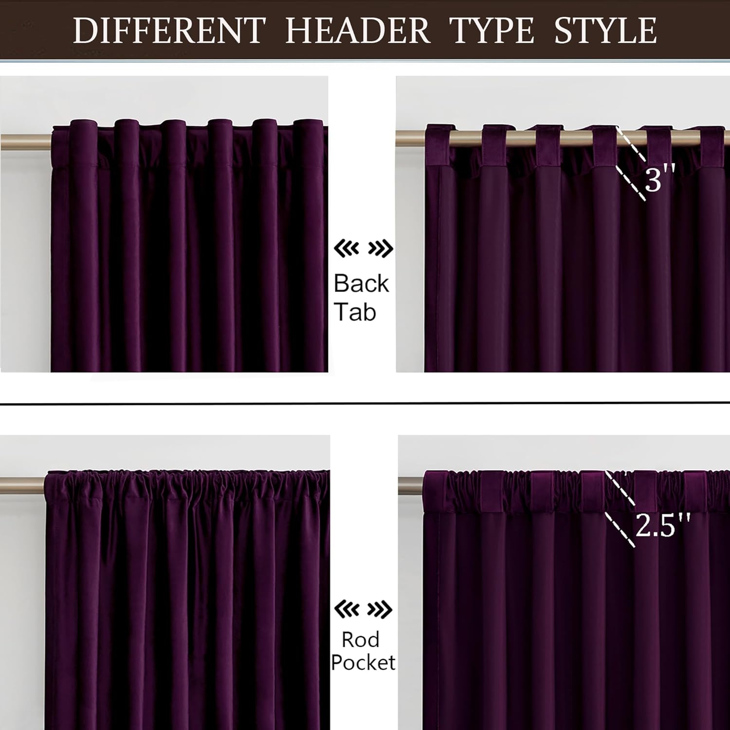 AUCT 11295 - $70 PRIMROSE 100% Full Blackout Purple Velvet Curtains 108 i - Image 2