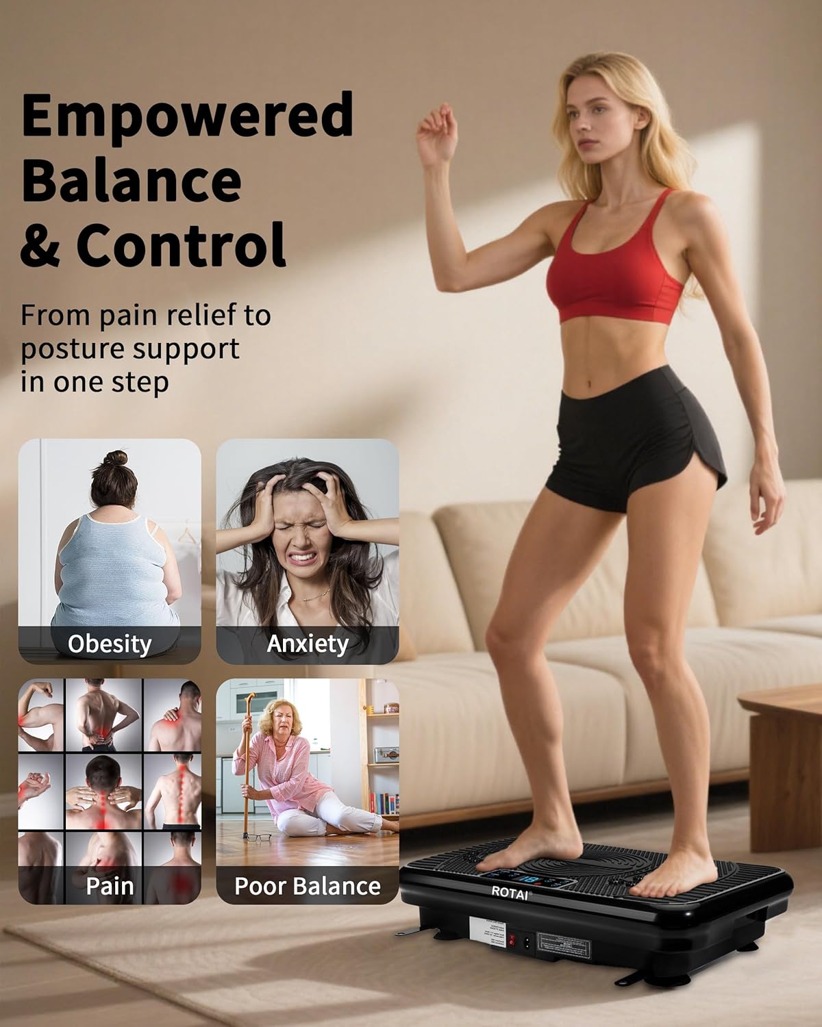 AUCT 11741 - $130 ROTAI Vibration Plate Exercise Machine for Lymphatic Dr - Image 4