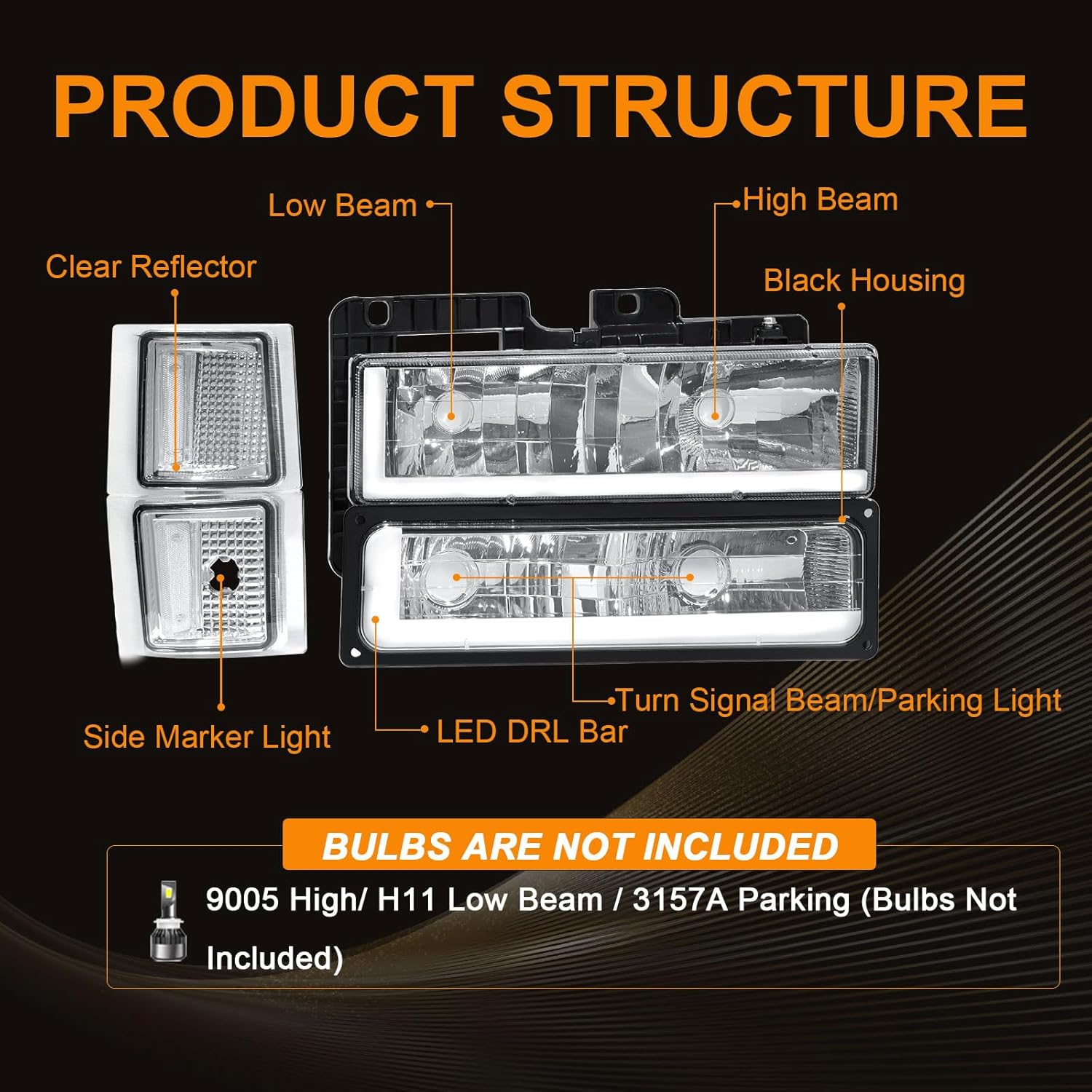 AUCT 11252 - $99 LED DRL Headlight Assembly, Compatible with 1994-1998 Ch - Image 2