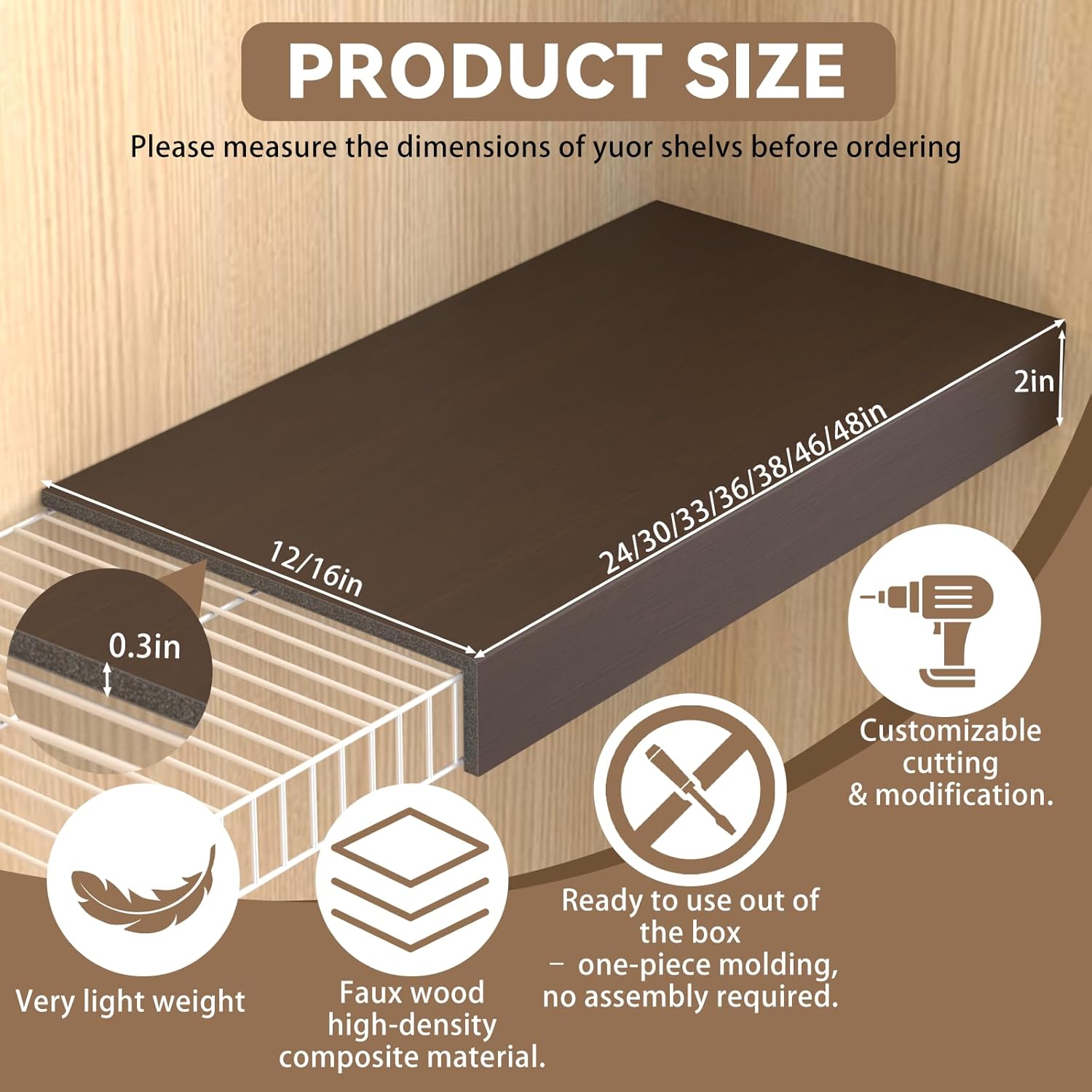 AUCT 11731 - $107 5 Pack 30x12in Wire Shelf Cover for Pantry, Closet, Kit - Image 2
