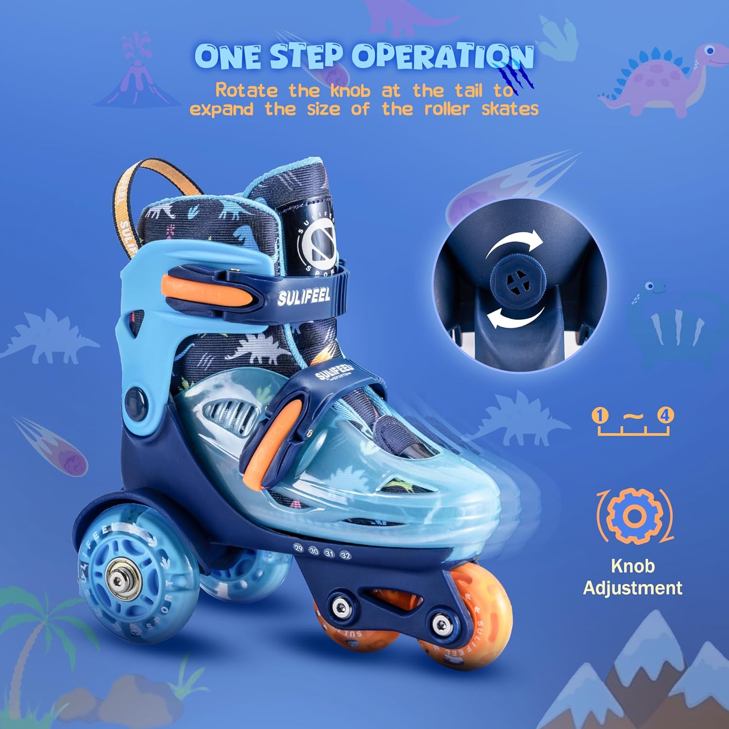 AUCT 11690 - SULIFEEL Adjustable Roller Skates for Girls Boys Kids,Fun Il - Image 3