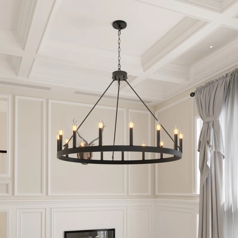 AUCT 11609 - $193 Beck 15-Light Wagon Wheel Chandelier - Finish: Aged Zin - Image 2