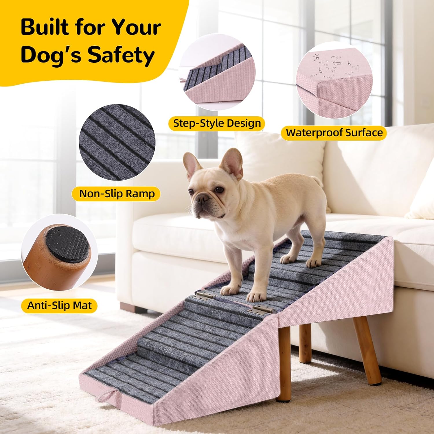 AUCT 11225 - $90 Dog ramp for Small Dogs, 2-in-1 Pet Steps & Ottoman - Fo - Image 4
