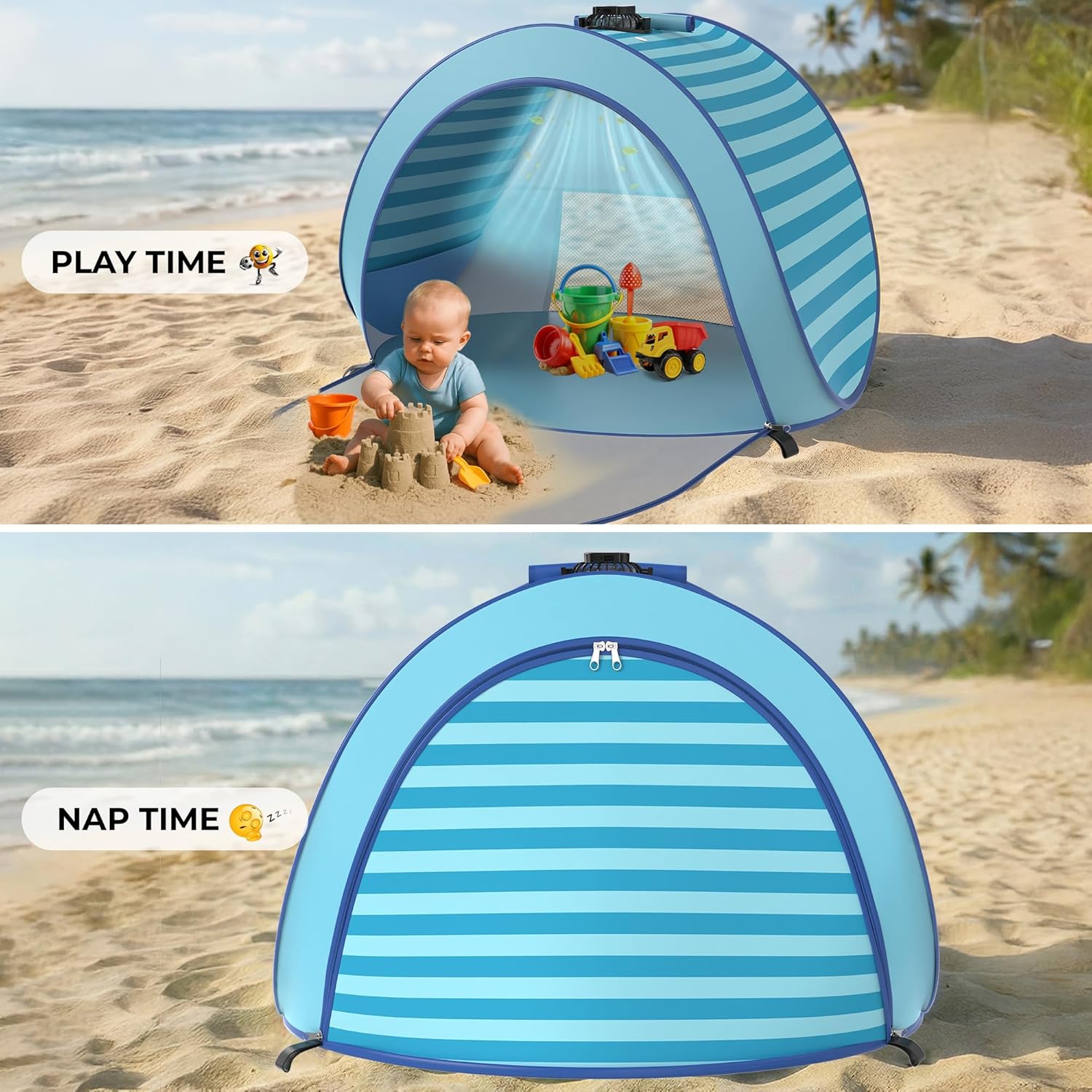 AUCT 11697 - Baby Pop Up Tent with Integrated Solar Cooling Fan | Anti-UV - Image 3