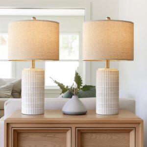 AUCT 11364 - $68 PoKat 23" Modern Ceramic Table Lamp Set of 2 for Living