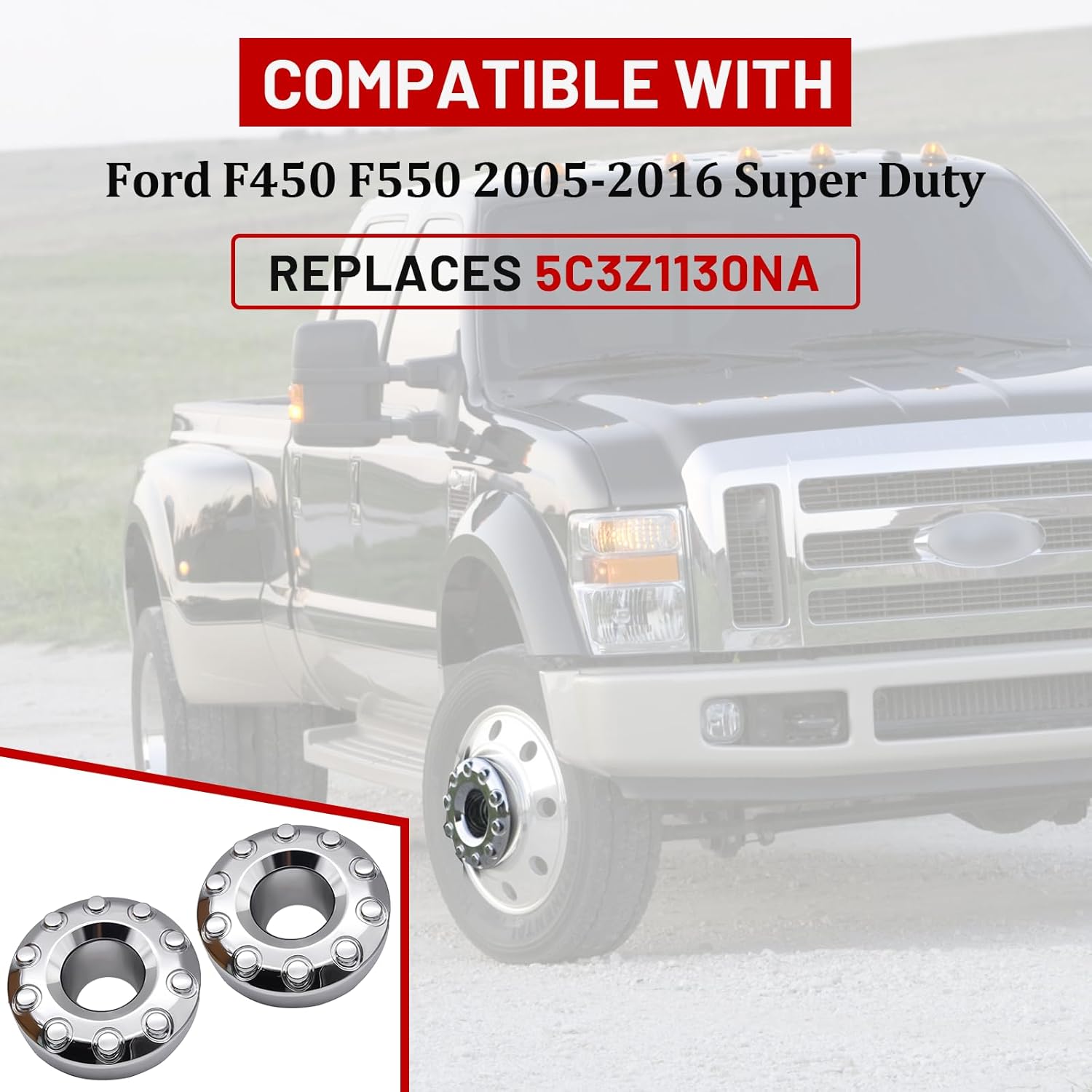 AUCT 11571 - $66 2Pcs 19.5 Inch 10 Lug Front Car Wheel Hub Center Caps Co - Image 2