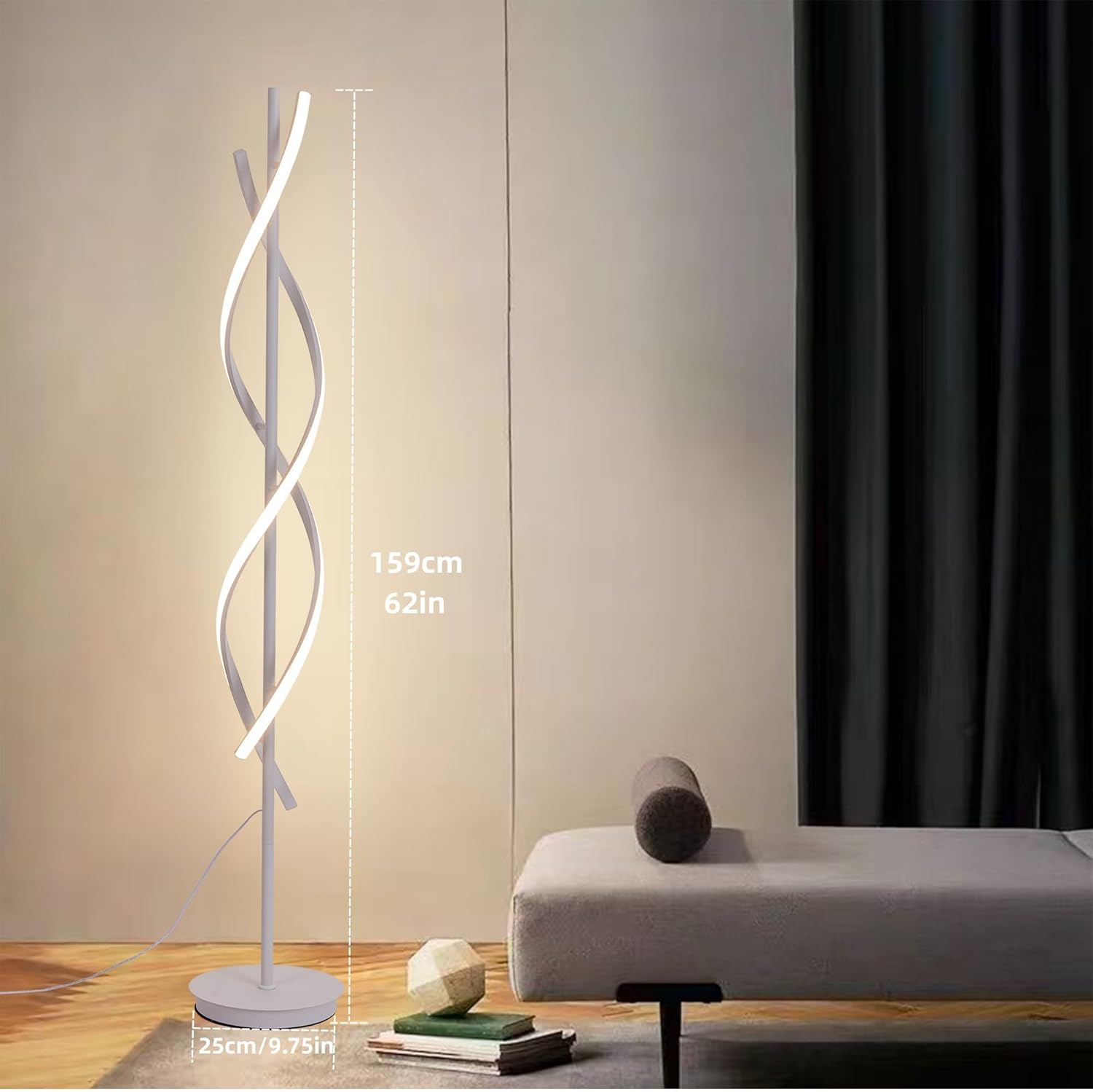 AUCT 11411 - $120 NKU Unique Spiral Floor Lamp 3 Color Dimmable with Remo - Image 2