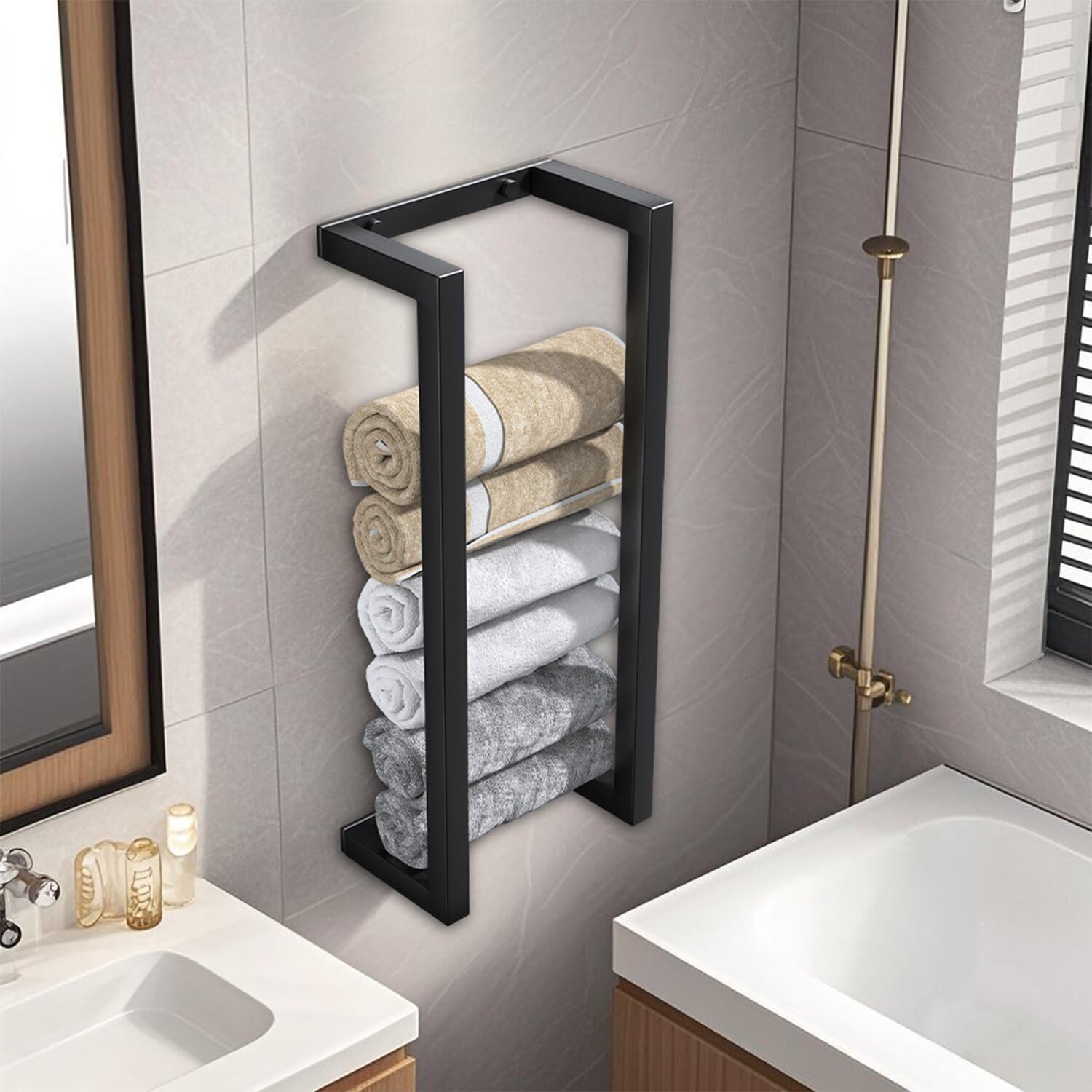 AUCT 11527 - Towel Racks for Bathroom Rolled Towels,Small Vertical Towel - Image 3