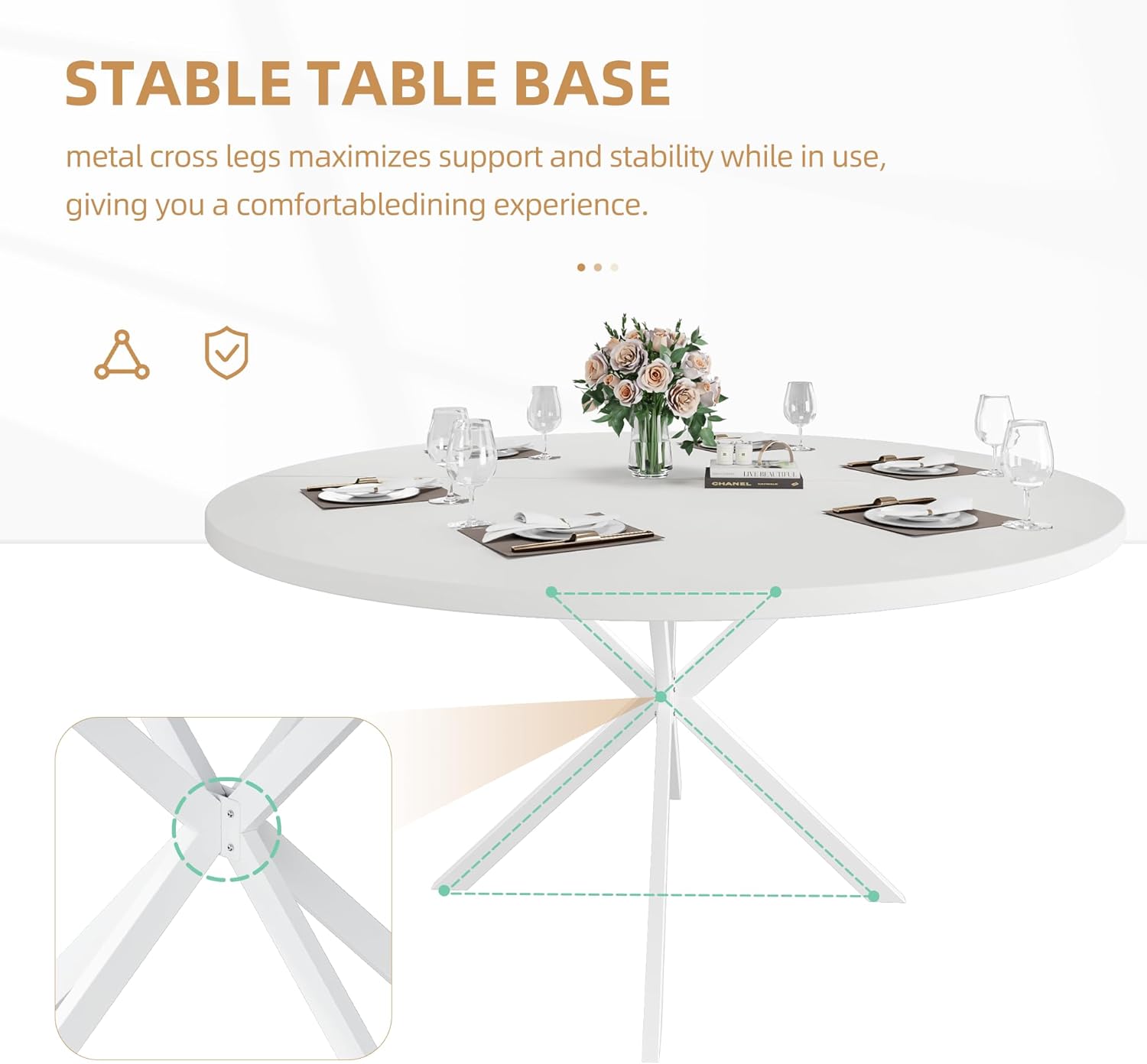 AUCT 11407 - $140 47.24" Round Dining Table for 4-6 Person, Round Kitchen - Image 4