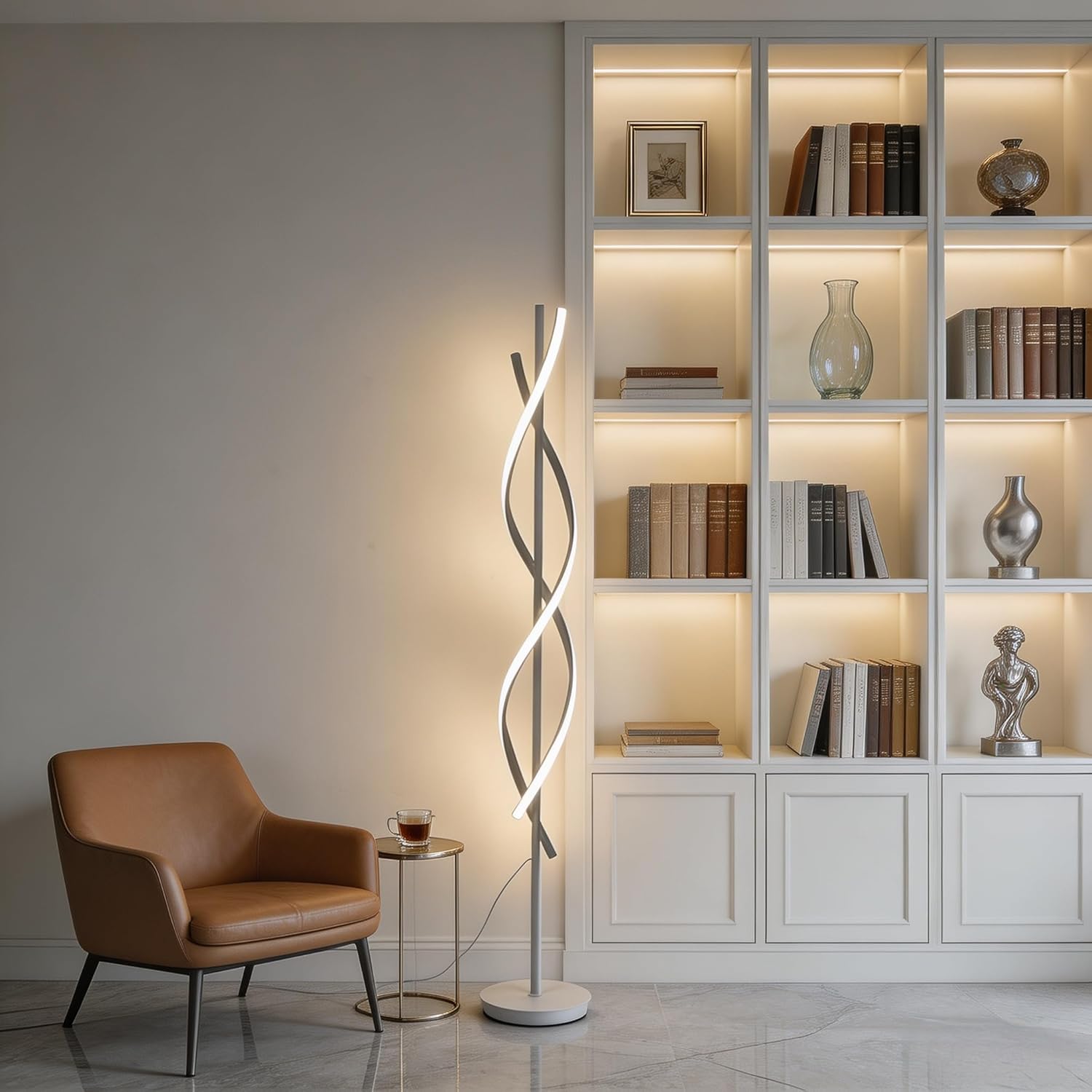AUCT 11411 - $120 NKU Unique Spiral Floor Lamp 3 Color Dimmable with Remo - Image 3