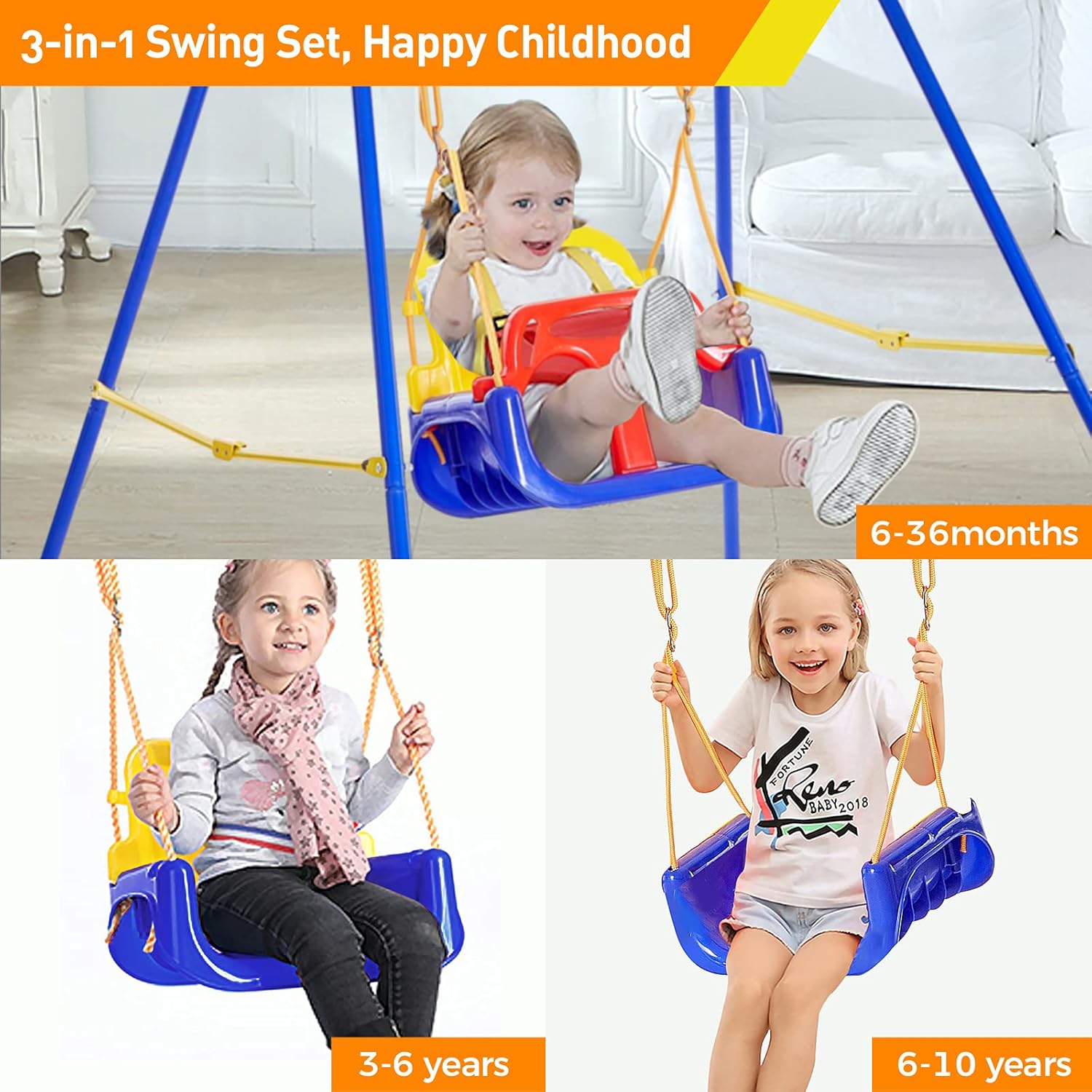 AUCT 11810 - $100 FUNLIO Toddler Swing with Foldable Metal Stand for Todd - Image 3