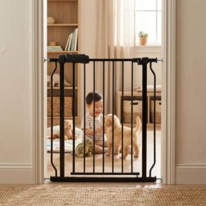 AUCT 11711 - $168 29-34 Inch Baby & Pet Gate - Black Metal, Pressure Moun
