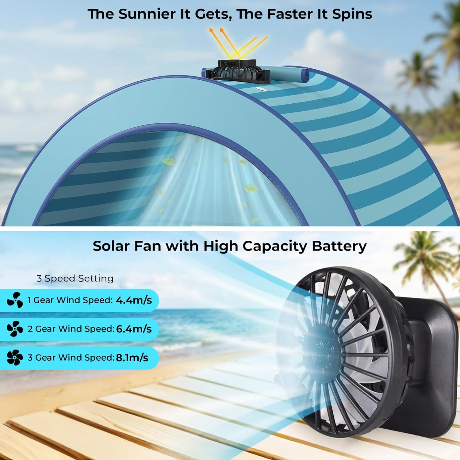 AUCT 11697 - Baby Pop Up Tent with Integrated Solar Cooling Fan | Anti-UV - Image 2