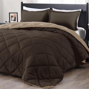 AUCT 11660 - downluxe King Size Comforter Set - Brown and Tan King Comfor