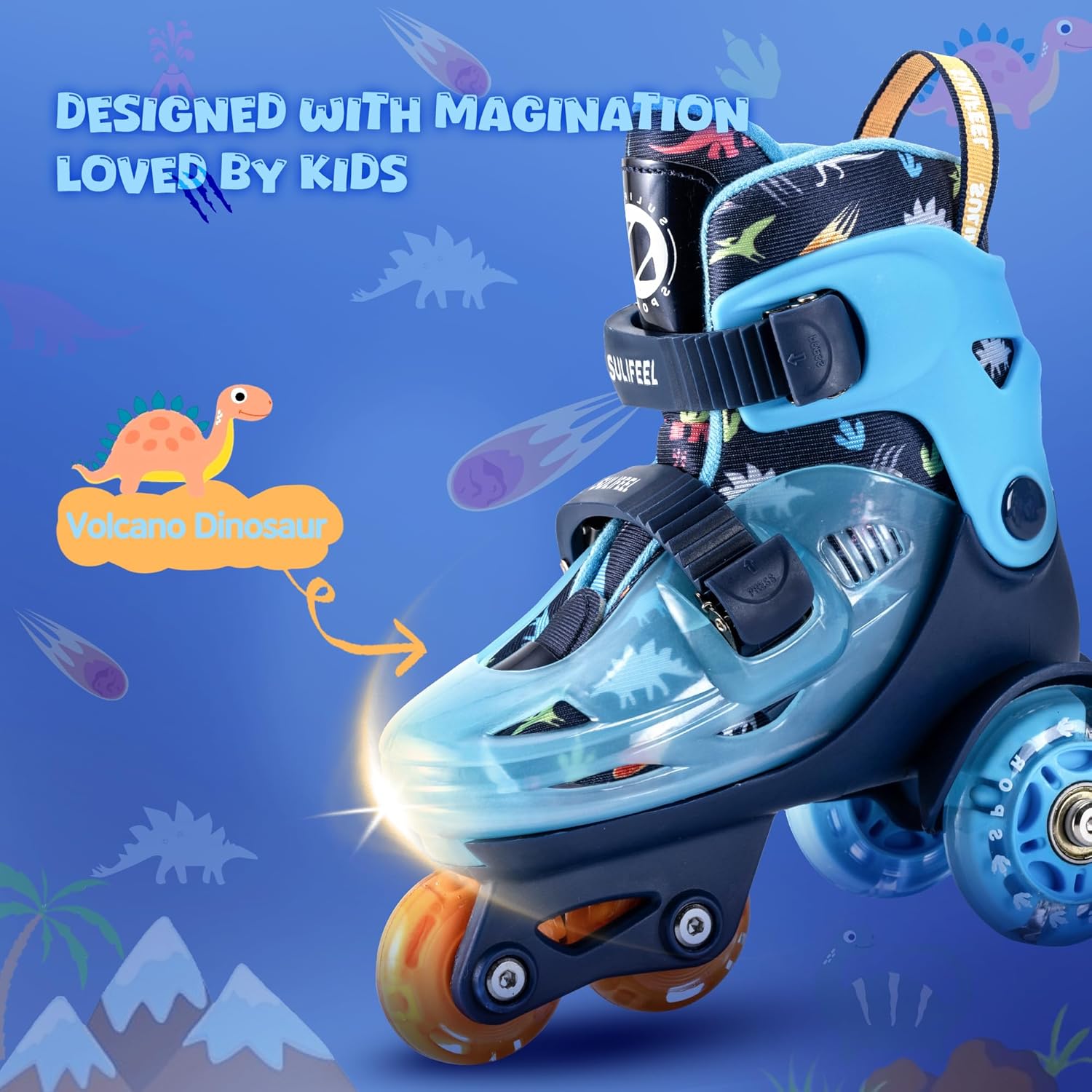 AUCT 11690 - SULIFEEL Adjustable Roller Skates for Girls Boys Kids,Fun Il - Image 2