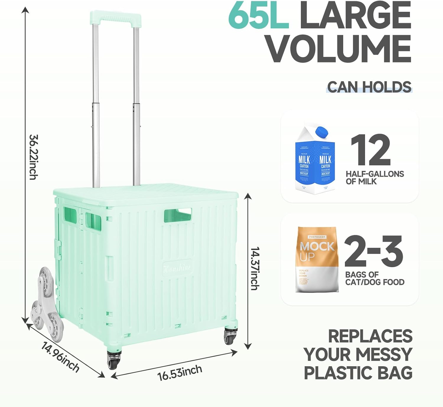 AUCT 11439 - $127 Foldable Rolling Crate for Stair Climbing : Utility Car - Image 3