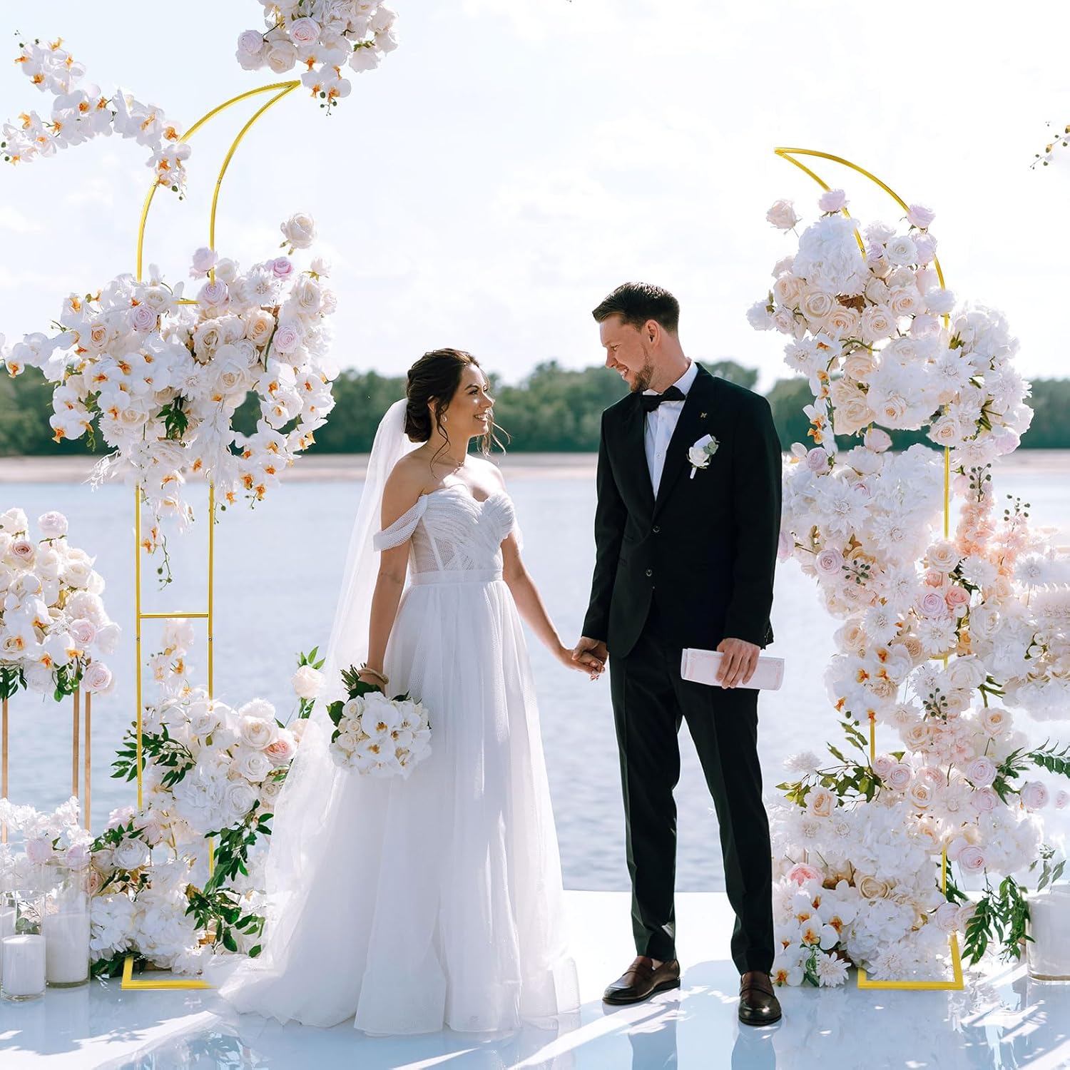 AUCT 11037 - $56 Half Arch Stand Half Moon Arch Stand Curved Wedding Arch - Image 2
