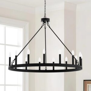 AUCT 11609 - $193 Beck 15-Light Wagon Wheel Chandelier - Finish: Aged Zin