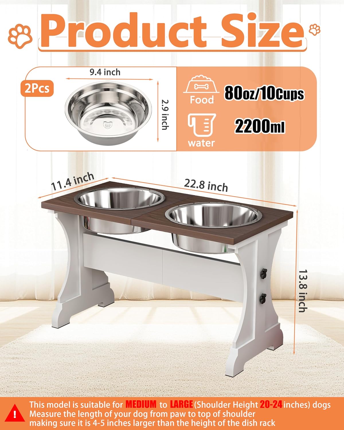 AUCT 11027 - $56 Piskyet Elevated Dog Bowls,Farmhouse Dog Bowls Stand, Ra - Image 2