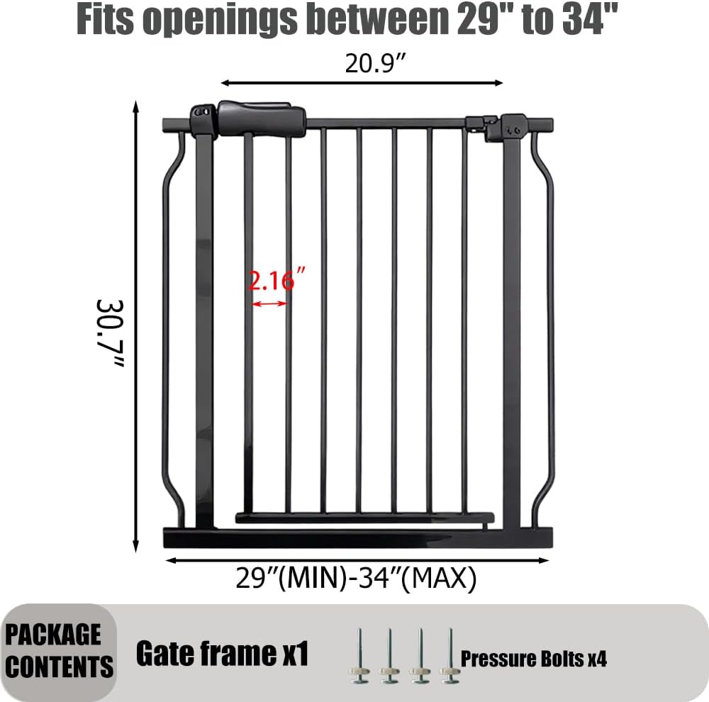 AUCT 11711 - $168 29-34 Inch Baby & Pet Gate - Black Metal, Pressure Moun - Image 2