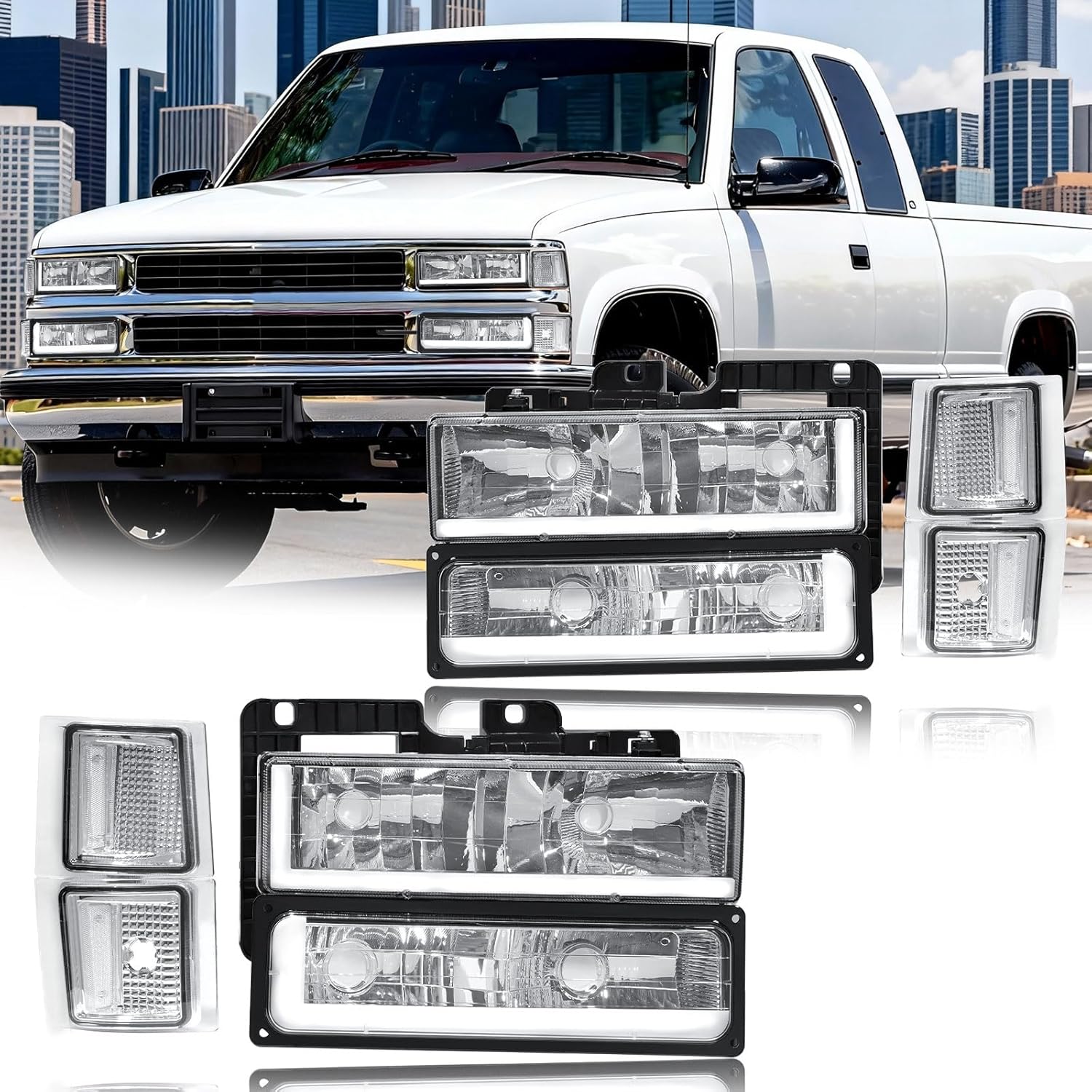 AUCT 11252 - $99 LED DRL Headlight Assembly, Compatible with 1994-1998 Ch