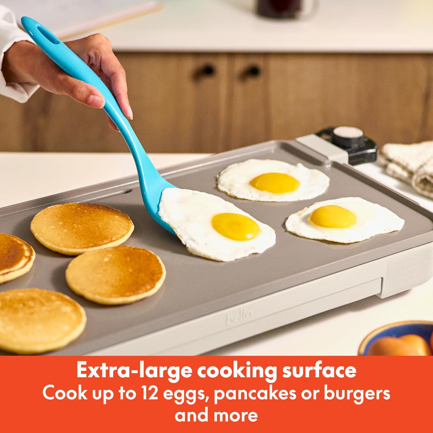 AUCT 11053 - bella 10" x 20" Electric Griddle with Warming Tray, EverGood - Image 4