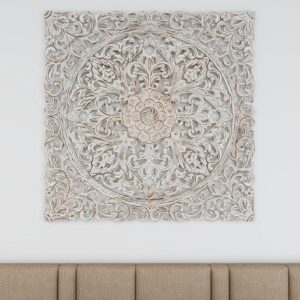 AUCT 11902m - $260 Deco 79 Wood Floral Handmade Home Wall Decor Intricatel