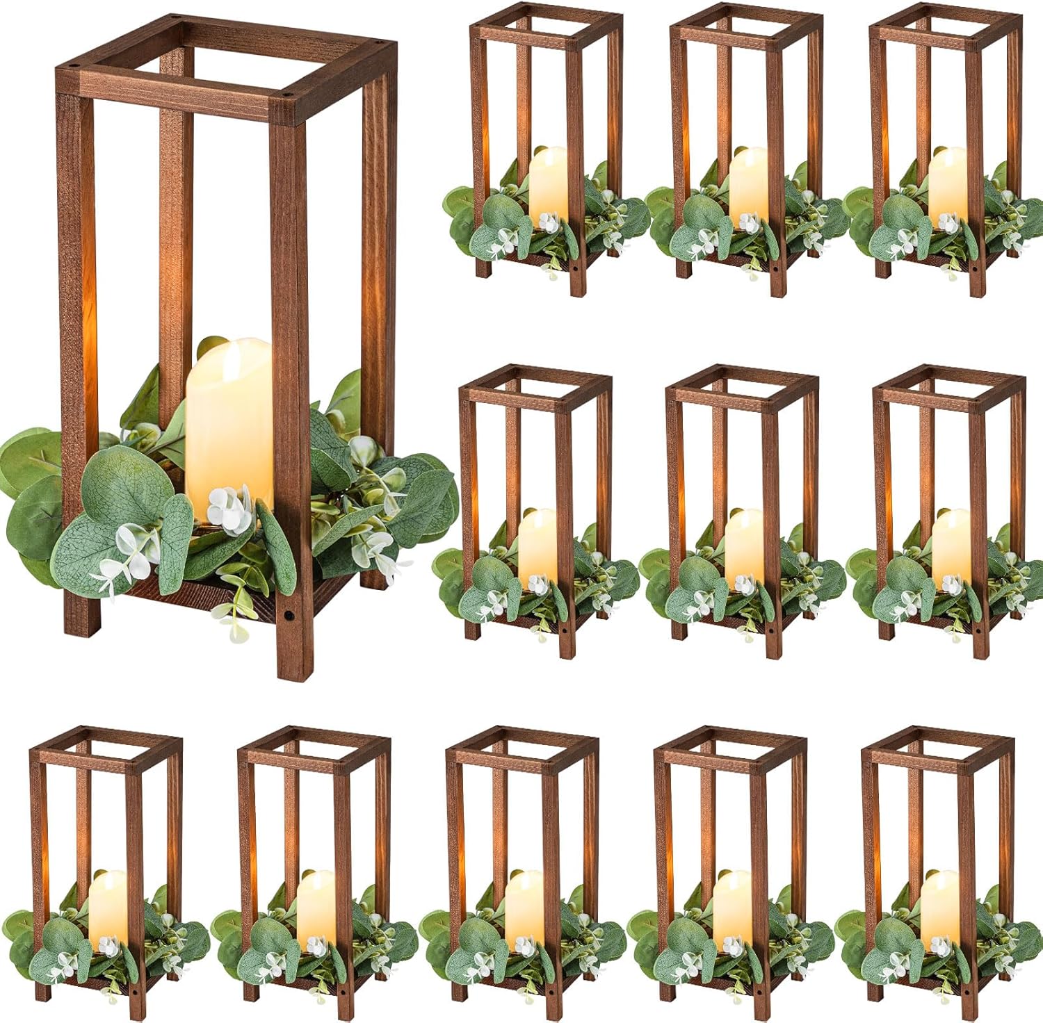 AUCT 11818 - $89 Geelin 12 Set Wooden Wedding Lantern Centerpiece Decor B