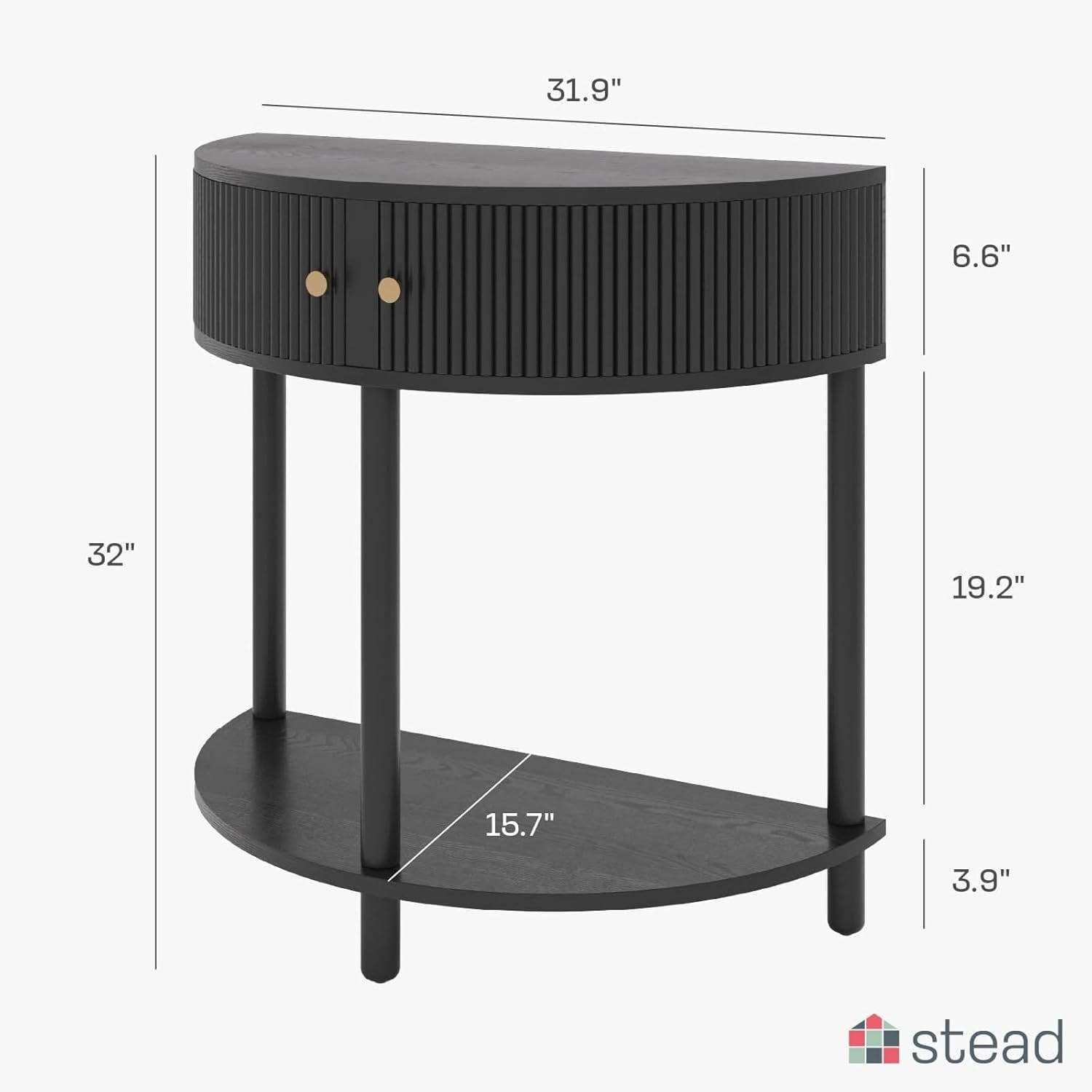 AUCT 14221 - $120 Stead Entryway Table Fluted Half Moon Console - Semicir - Image 2