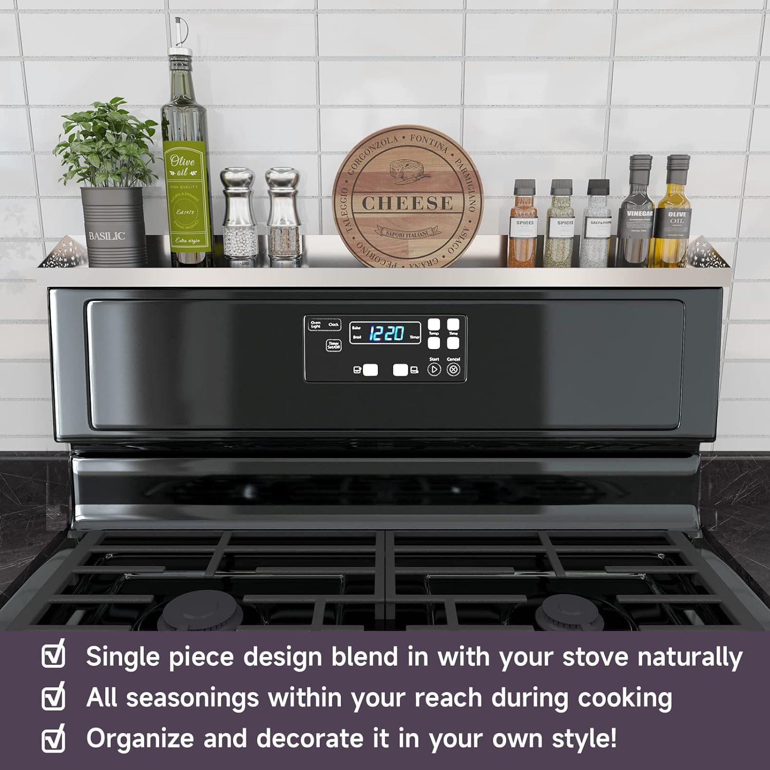 AUCT 12811 - STUTOV 30" Magnetic Stove Top Shelf Stainless Steel Spice - Image 2