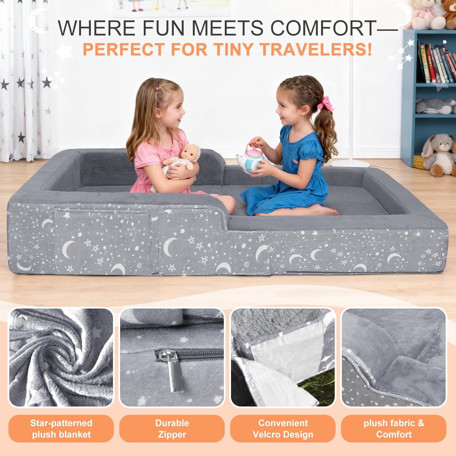 AUCT 13307 - $92 Portable Toddler Travel Bed, 2 in 1 Foldable Toddler Bed - Image 3