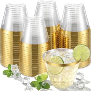 AUCT 13257 - Nervure 240PCS Gold Plastic Cups - 9Oz Gold Rimmed Plastic C