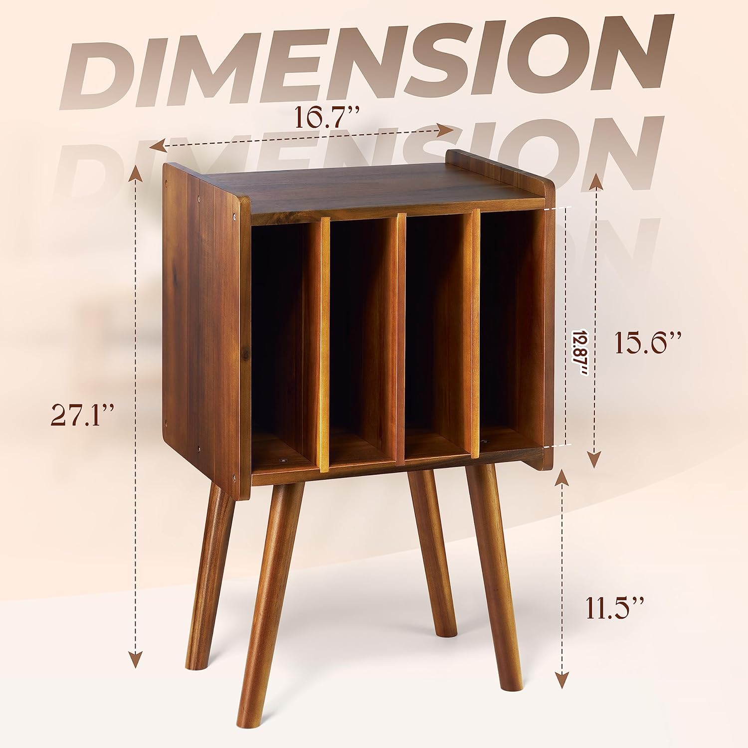 AUCT 13248 - $60 2BHOME Wooden LP Record Player Stand with 4 Cabinets, Ho - Image 4