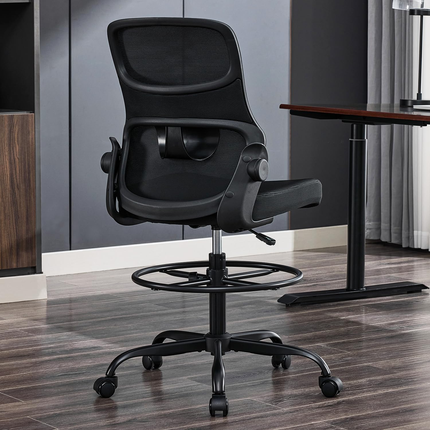 AUCT 14299 - $150 Drafting Chair Armless, Tall Office Chair with Adjustab