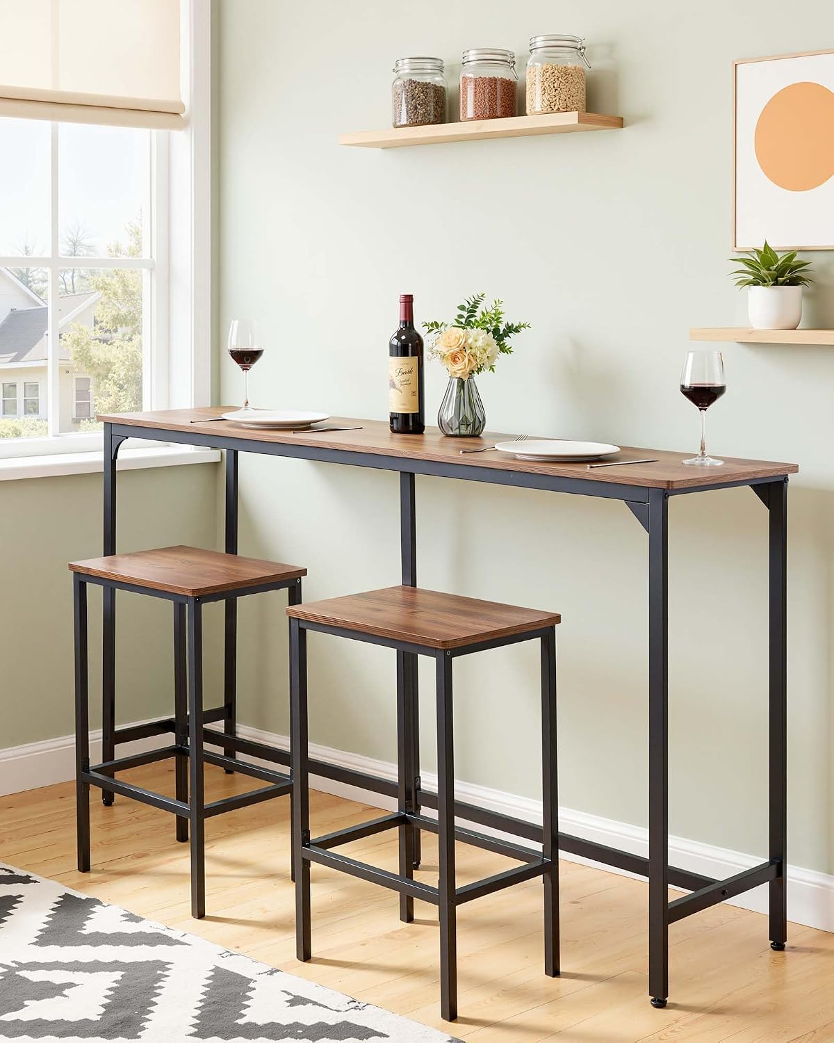 AUCT 14271 - $60 VEVOR Bar Table, Sturdy Metal Frame High Top Pub Table, - Image 2