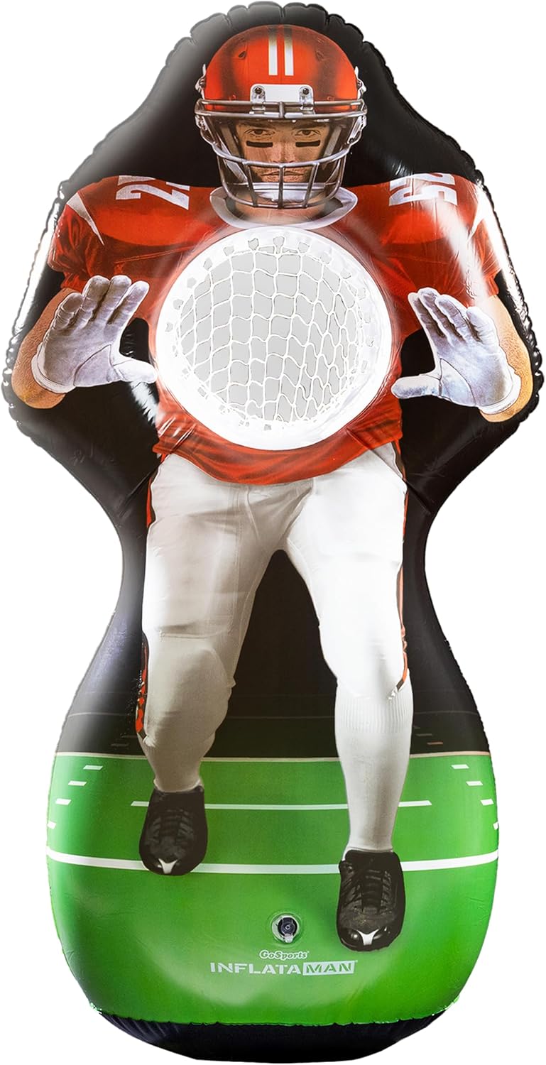 AUCT 13302 - GoSports Inflataman Football Challenge - Includes 4 Rubber F
