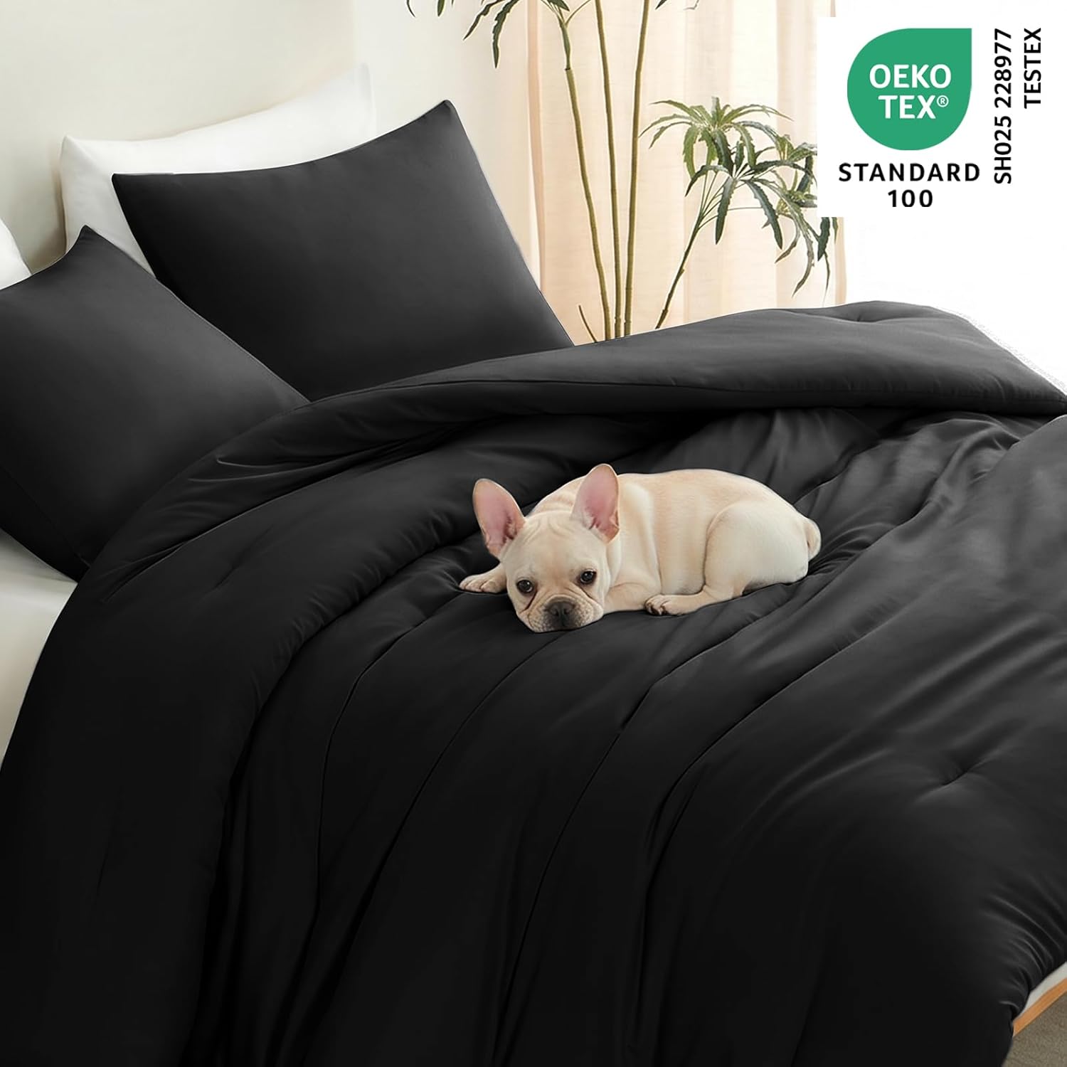 AUCT 13264 - CozyLux Queen Comforter Set Black, 3 Pieces Lightweight Comf - Image 4
