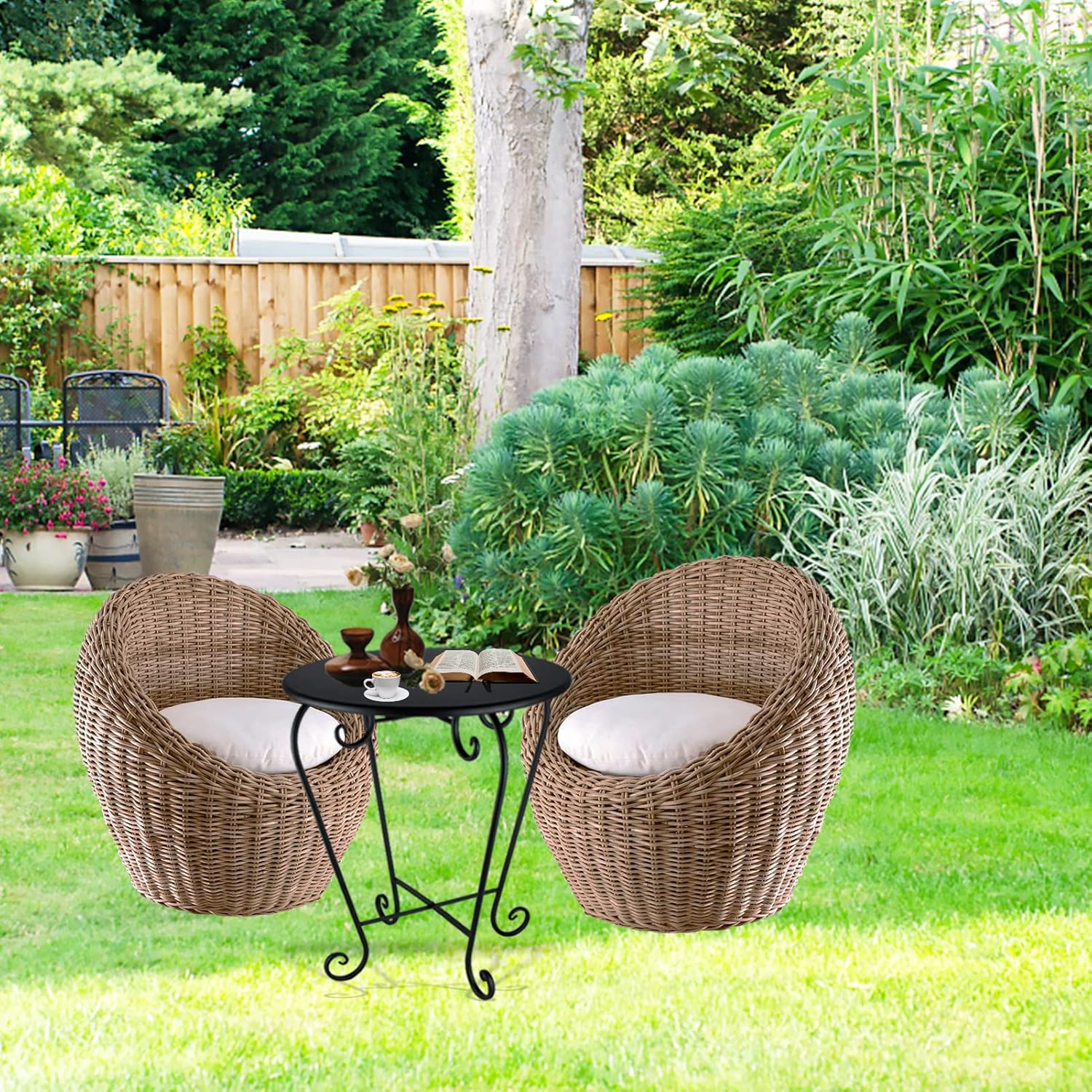 AUCT 13338 - Small Patio Side Table,Round Metal Side Table,Weather Resist - Image 2
