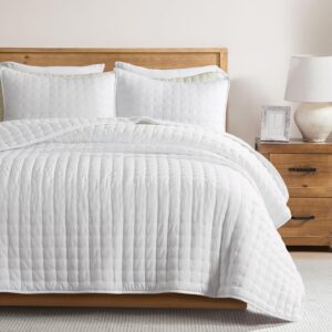 AUCT 13433 - WDCOZY White Cloud Quilt Set King Size, Lightweight Soft Cro