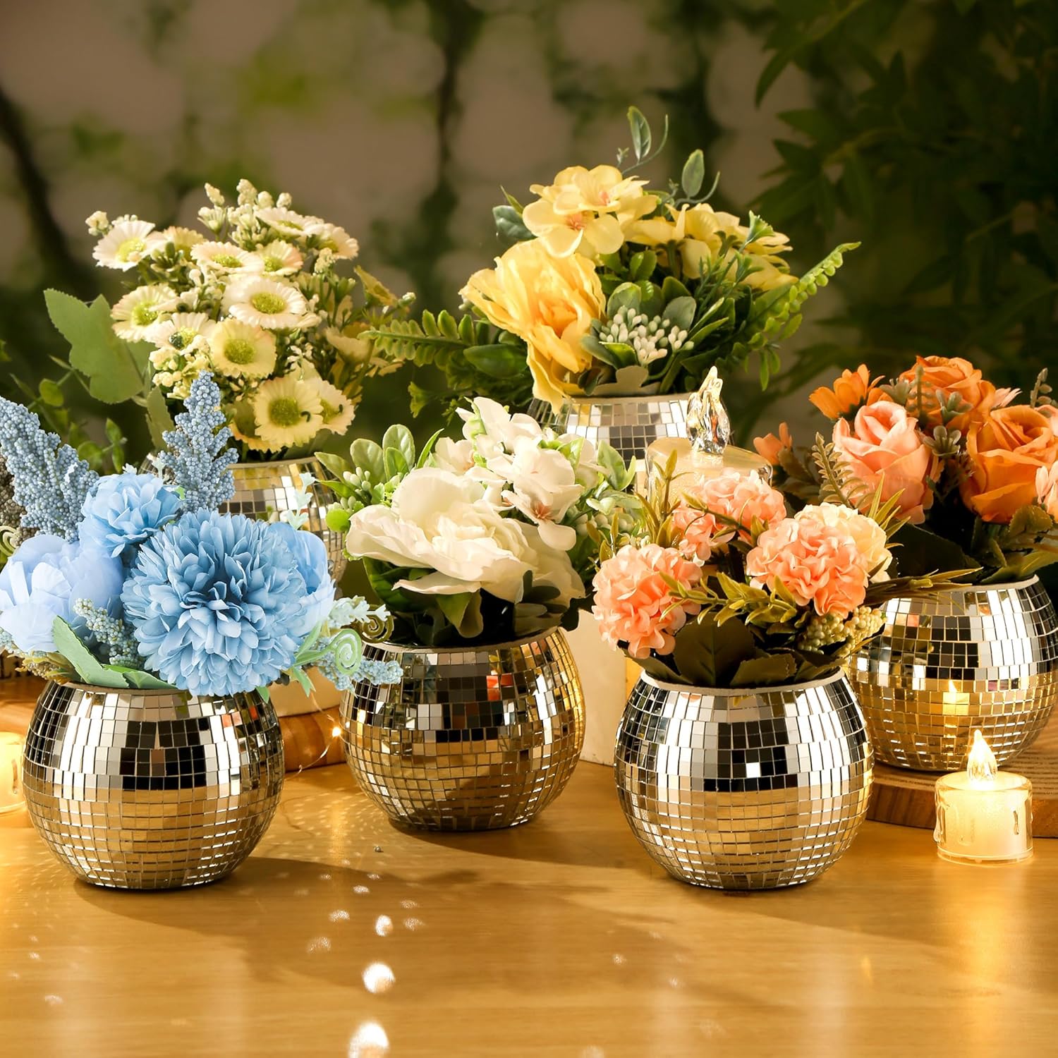 AUCT 12637 - 6 Pcs Disco Ball Vase Disco Ball Planter for Centerpieces Di - Image 4